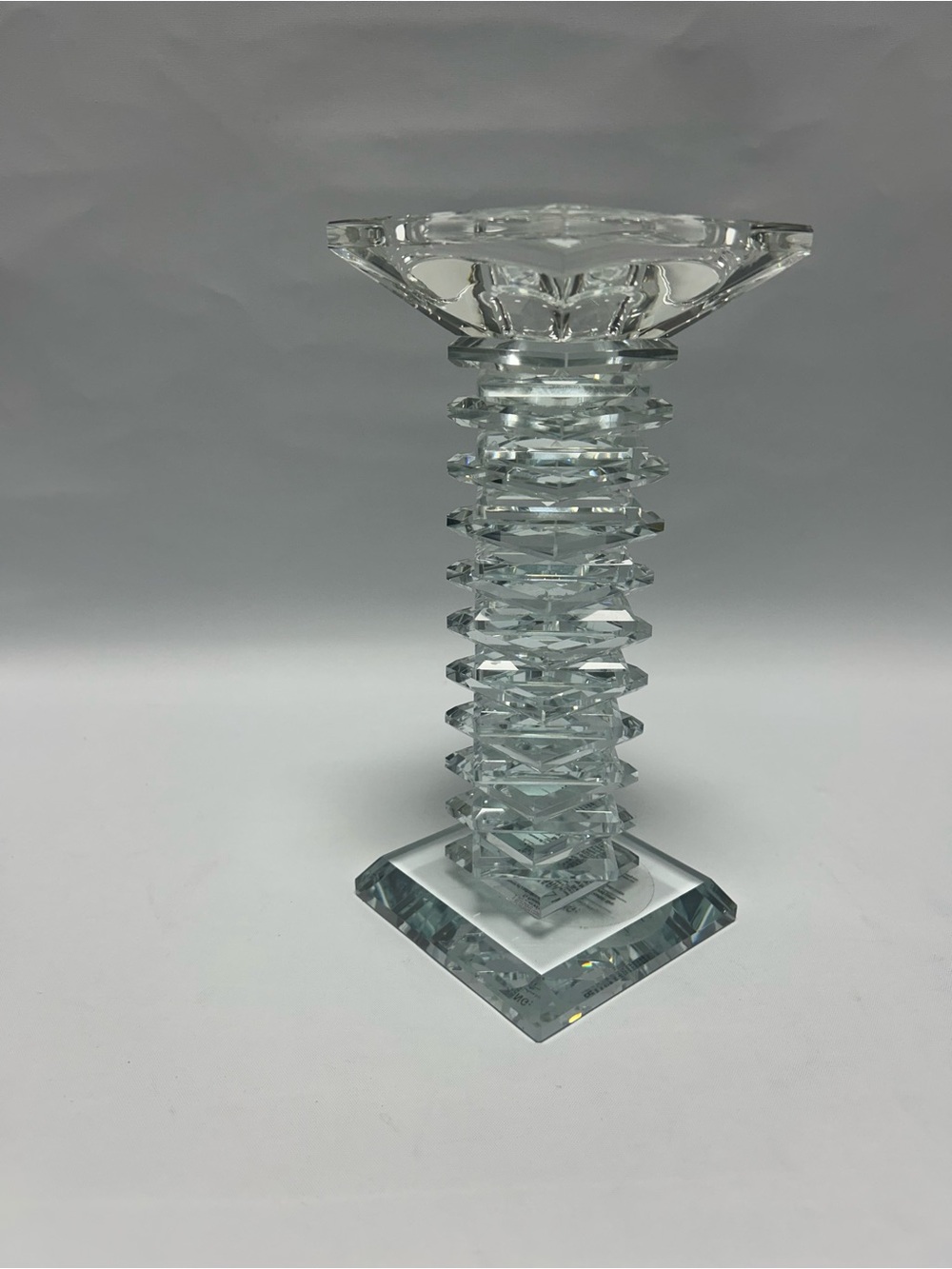 Tizo Design Clear Crystal Faceted Candlestick Holder